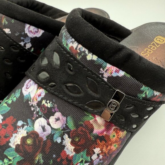BZees Dolce Back Floral Mules Wedge Clogs Sz 7.5 W Wide Comfort Slip On Shoes - Picture 12 of 15